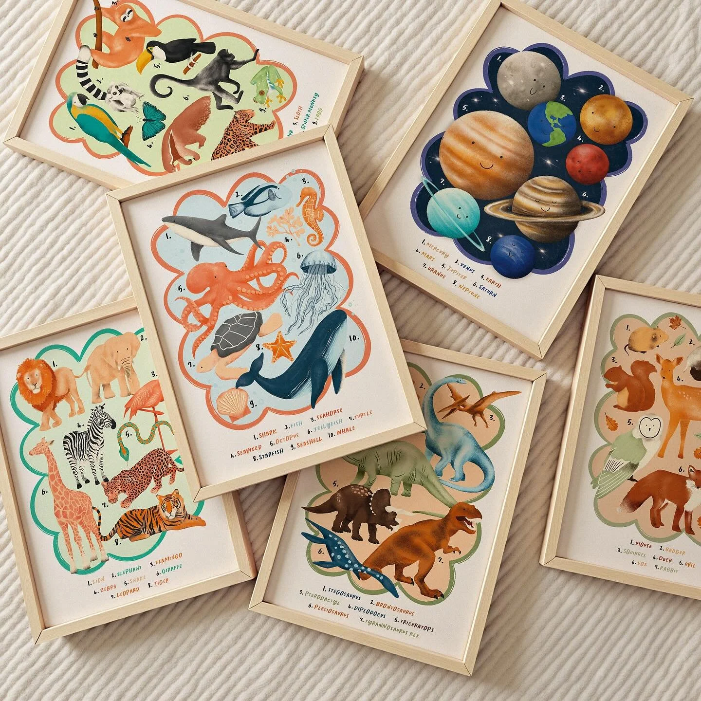 There&rsquo;s something for every little one&rsquo;s nursery or bedroom with this collection 🪼🦕🦋🐋

All six prints are currently on sale on Not on the High Street ✨