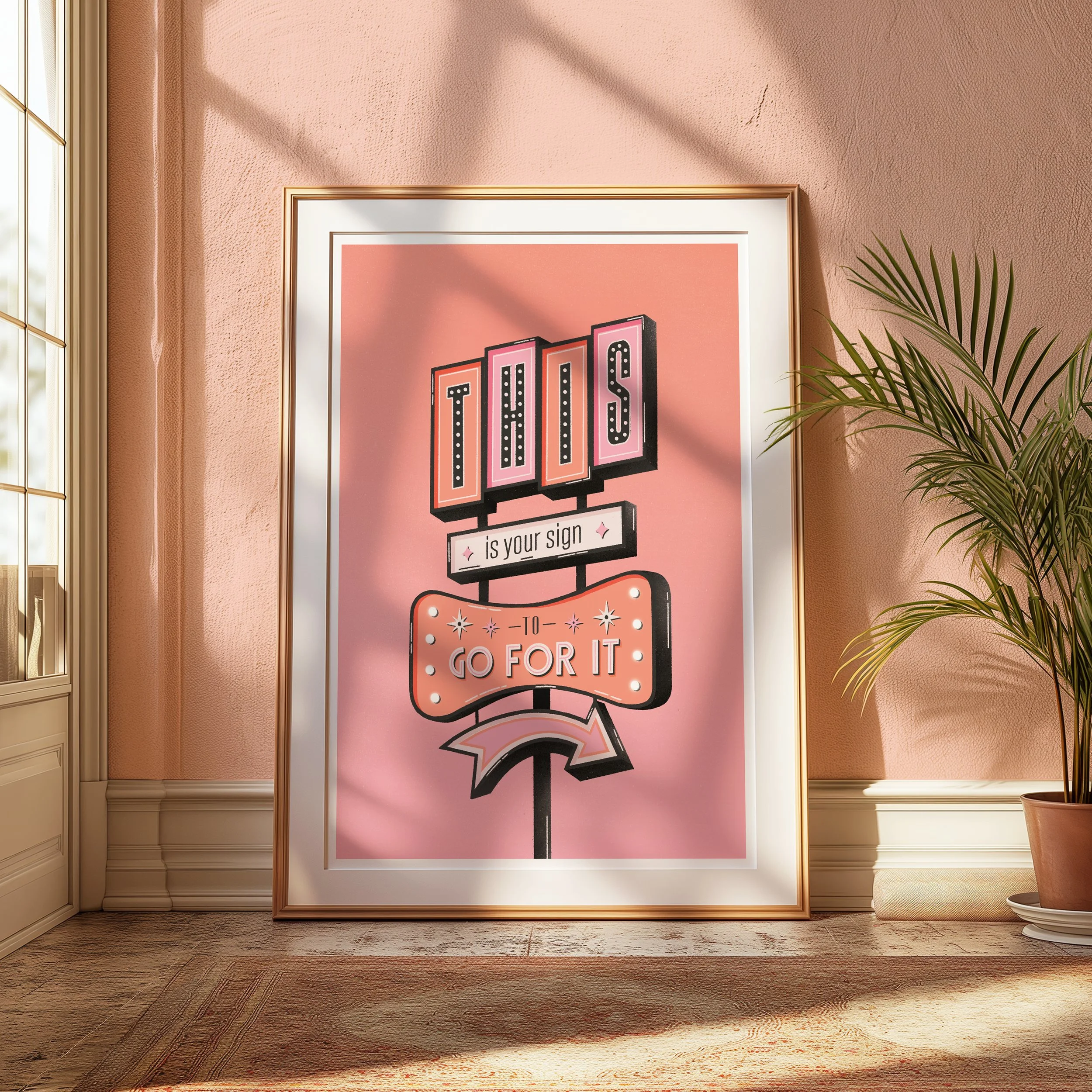 'Go For It' Retro Sign Illustrated Art Print.jpg