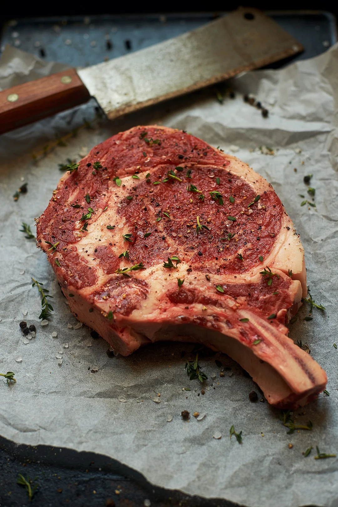 Beef : Ascot Prime Meats specializes in Aged Prime beef, like this gorgeous bone-in ribeye. We carry the highest quality beef on the market; each hand-selected for superior marbling, exceptional tenderness, juiciness, and flavor. Our beef is aged for a minimum of 21 days. Sterling Silver , Midwest, grain-fed, natural beef. Cuts include New York Strip, boneless and bone-in Rib Eye (pictured), Porterhouse, Short Ribs, Roasts, ground sirloin, patties, and so much more. 