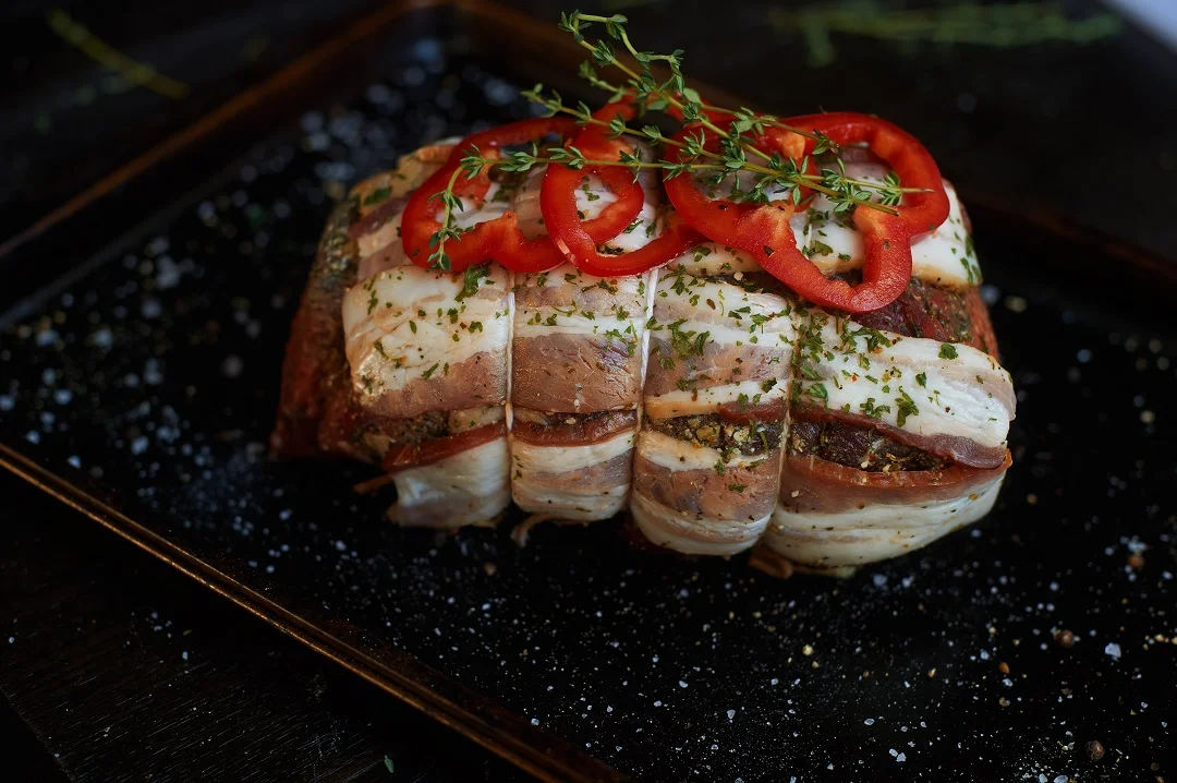 Stuffed, Bacon-Wrapped Beef Tenderloin