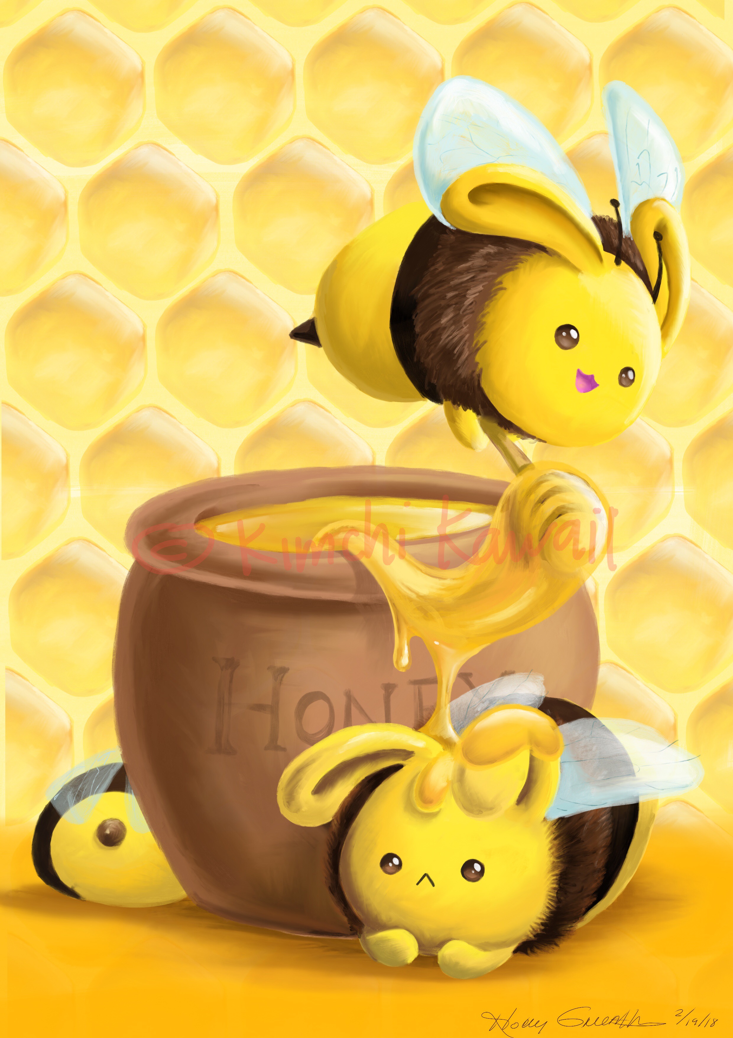 Cute Honey Bunny Punny Poster — Kimchi Kawaii