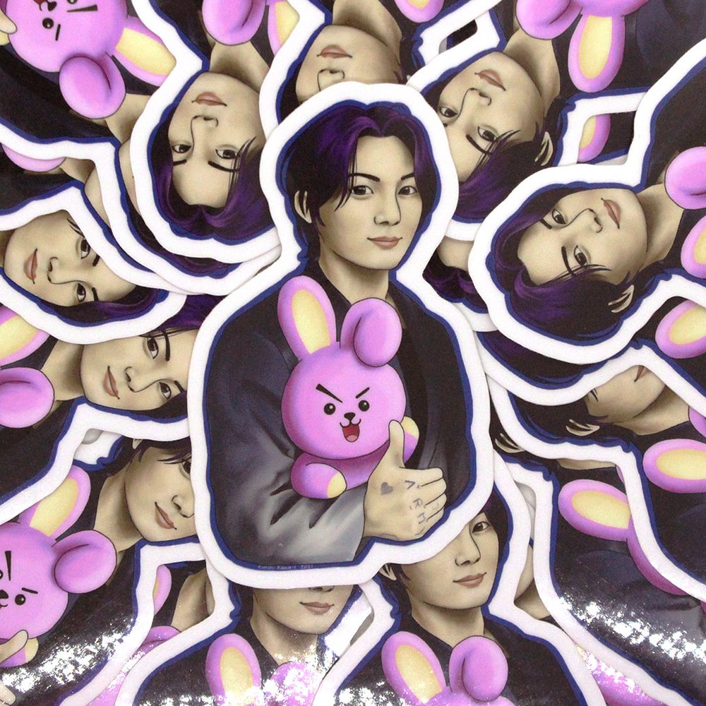 Jeon Jungkook With Cooky From Bts Vinyl Sticker Kimchi Kawaii