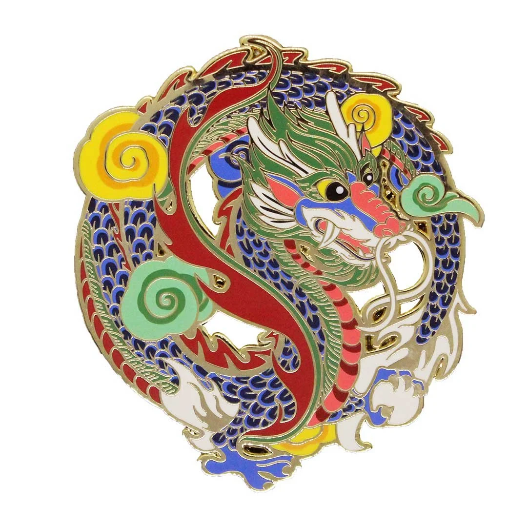 Enamel pin of a Korean style dragon.