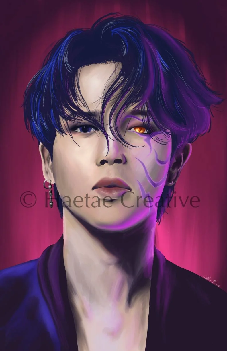 Painting of Jimin from BTS as a kpop demon.
