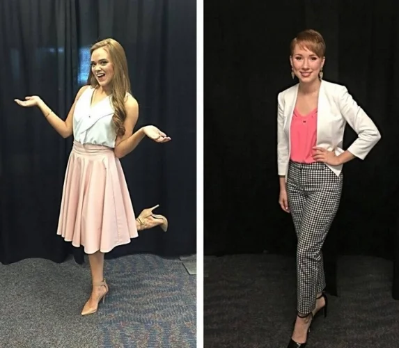 Hannah and Stephanie right before they went into their interviews.