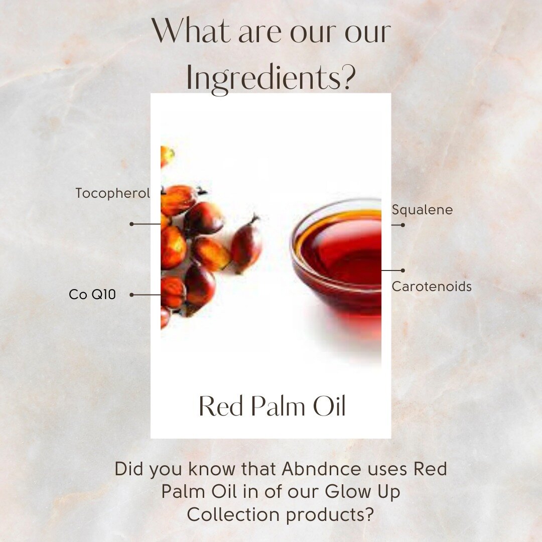 Red Palm Oil is one of the most moisturizing oils for skin care due to its high saturated fats and low processing prior to use. This makes it perfect for getting directly into the skin, letting all its great antioxidants get right to work!

Our Glow 