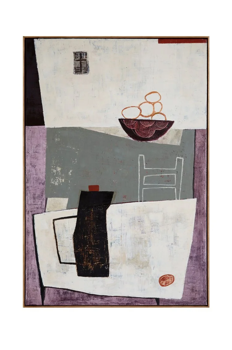  Solo Domesticity  Oil &amp; oil bar on linen.  100×150 cm  (Sold.) 