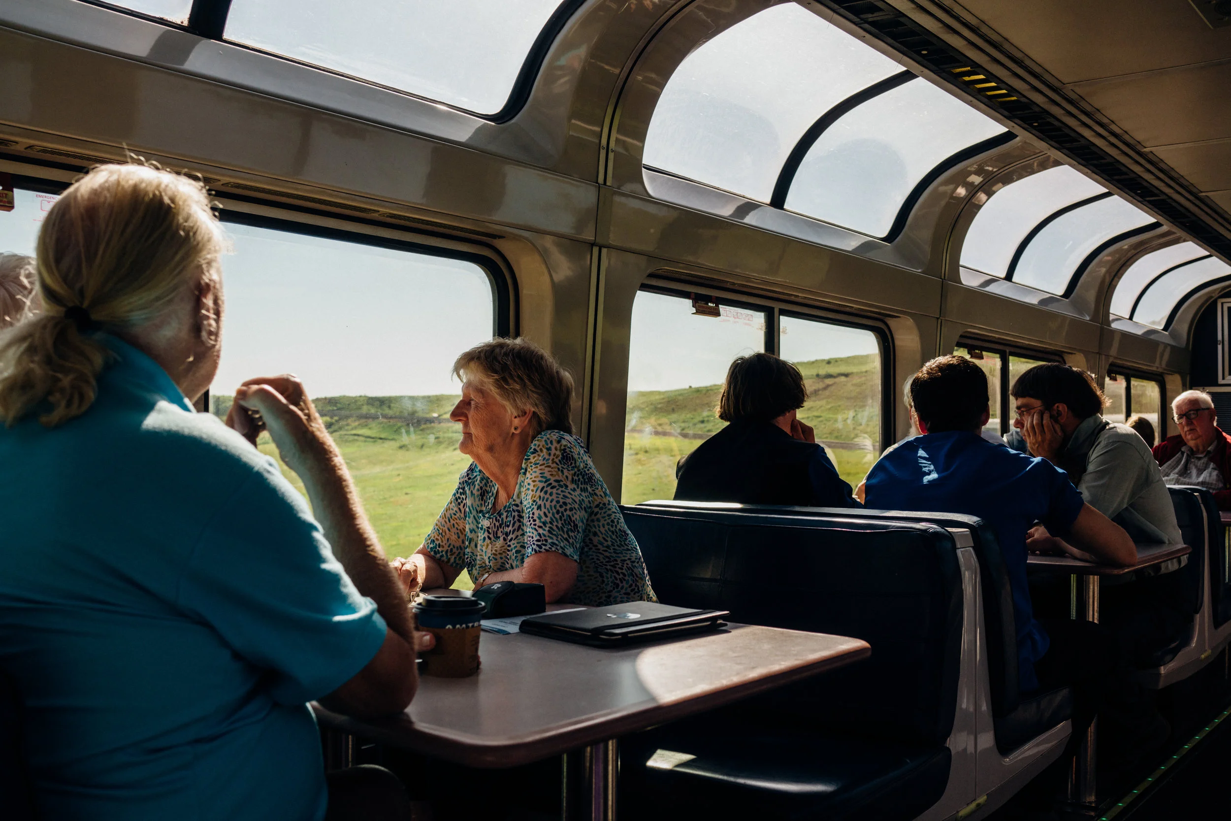 Lounge car in the morning