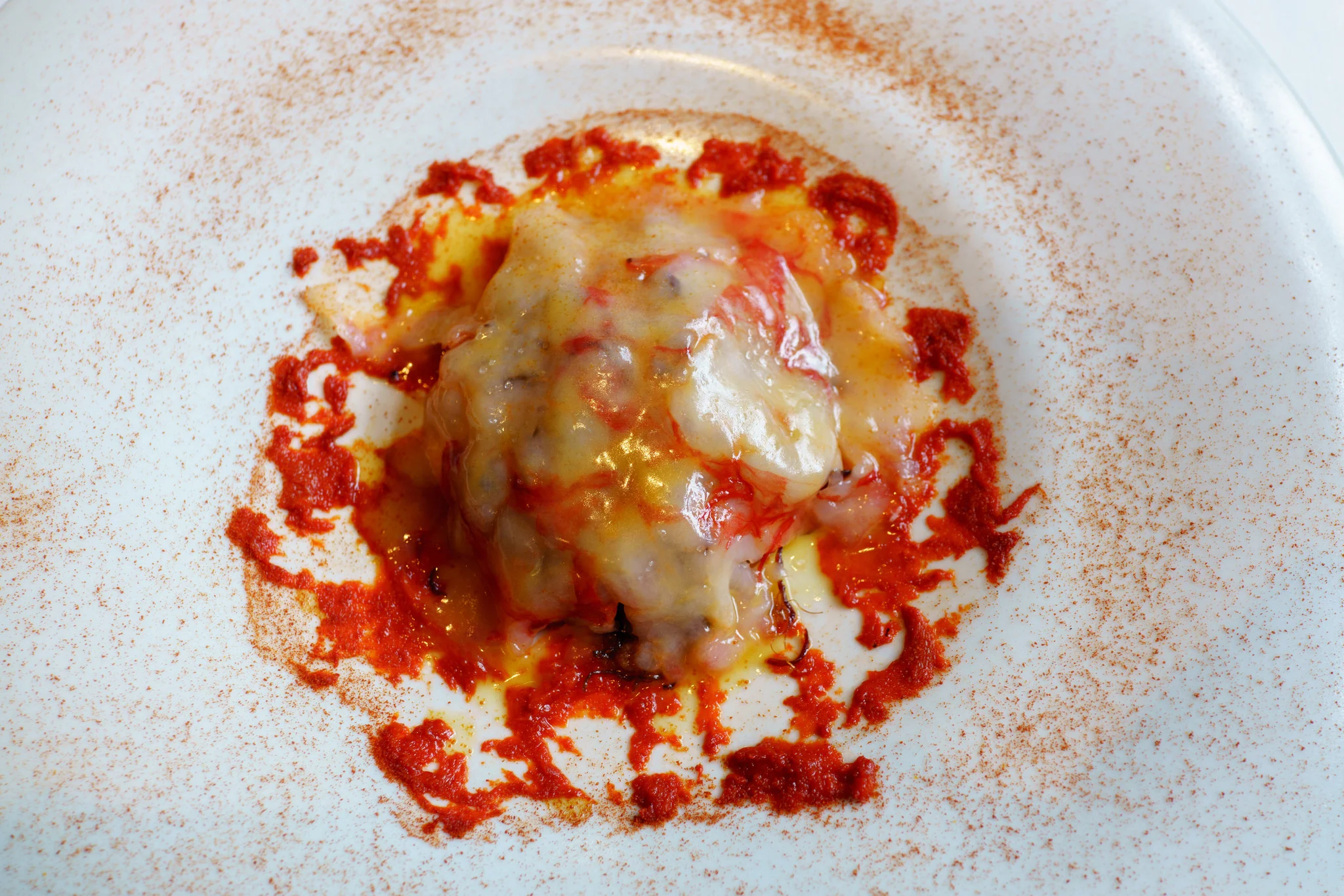 Messy goodness: Carabinero, Short Rib, Roasted Bell Pepper, Ginger, Watermelon, X.O. Cream at Librije's Zusje in Amsterdam