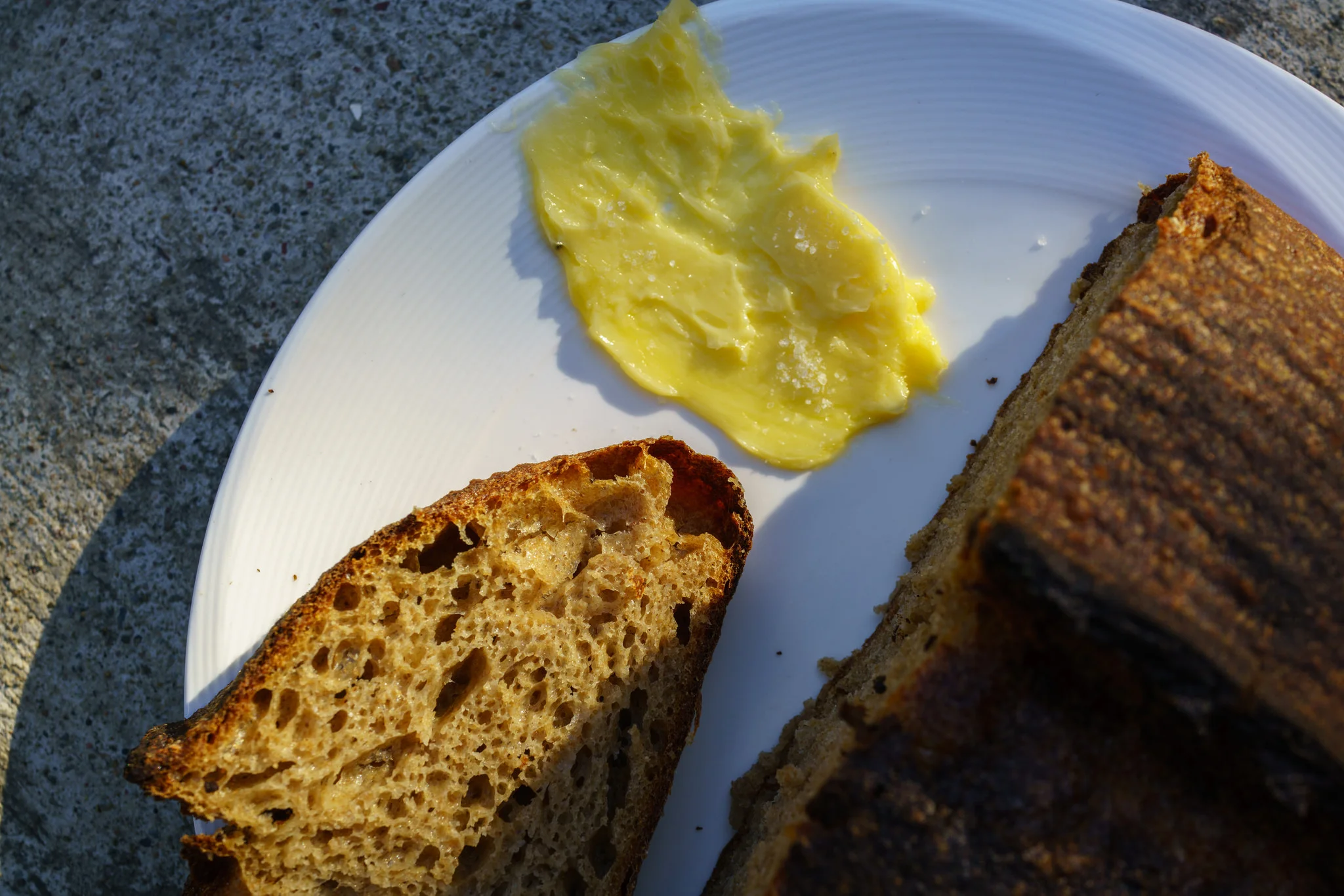 Josey Baker's Country Bread with Straus Creamery’s 85% butterfat butter (look at its color!)