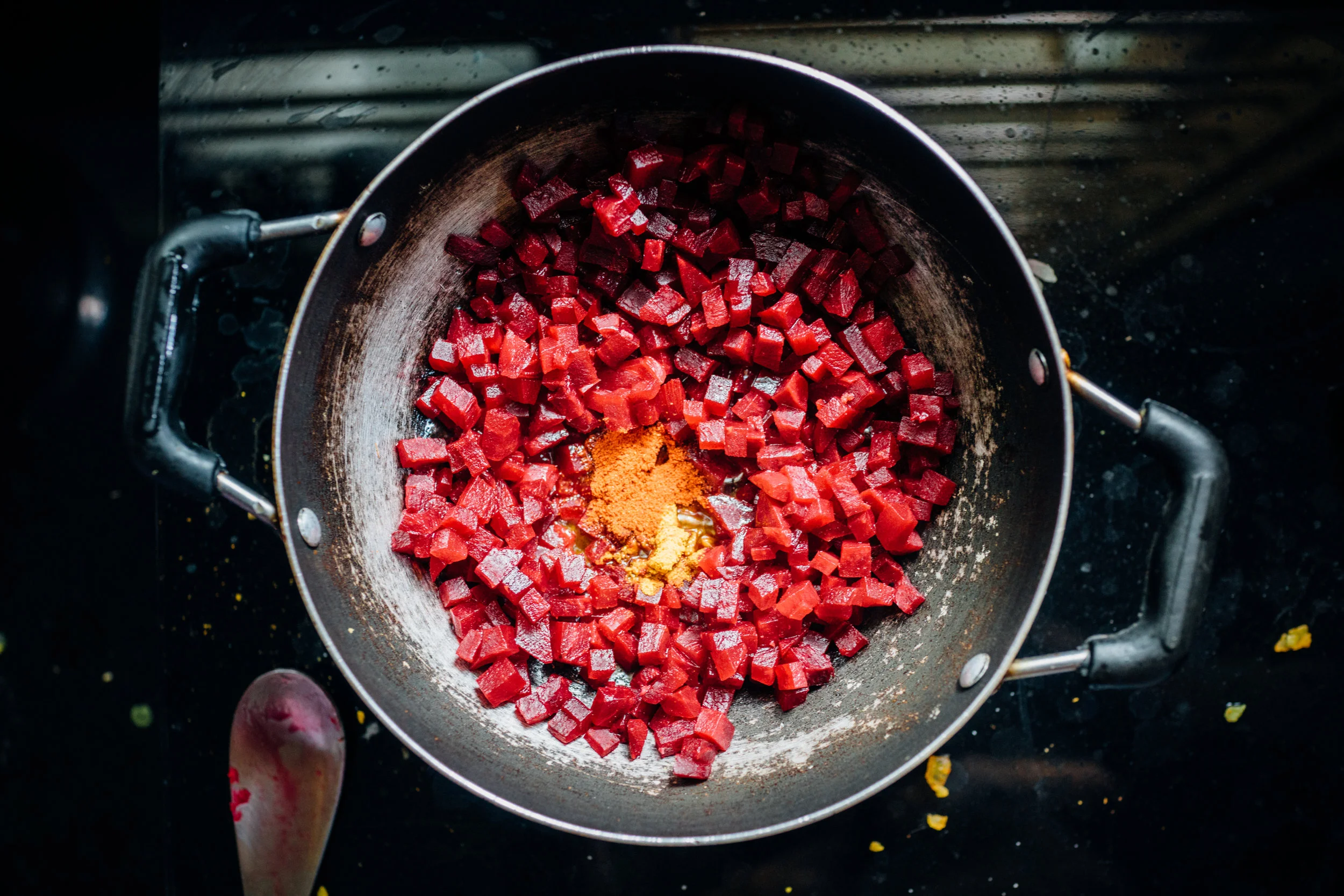 I never particularly cared for beetroots until I ate Rajamma's. It's magical.