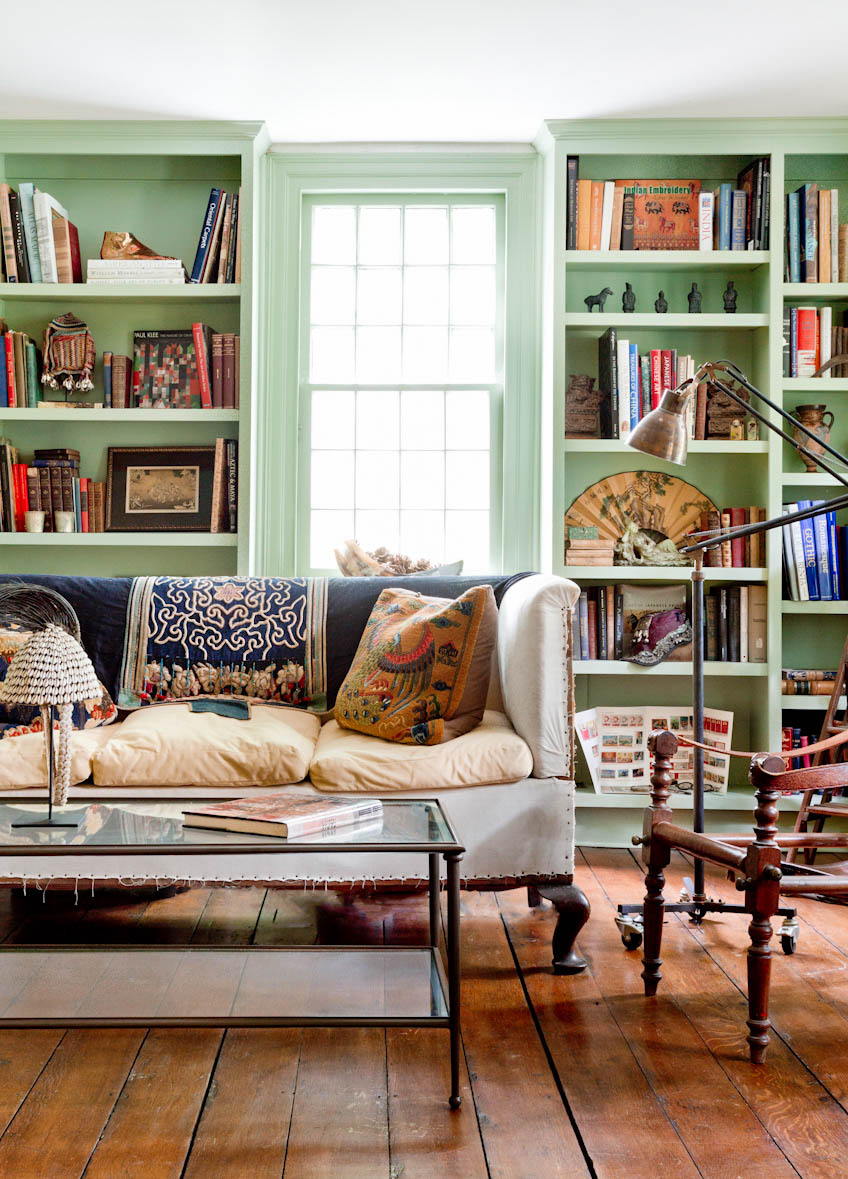 rustic-connecticut-farmhouse-mint-green-library.jpg