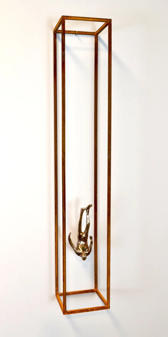"Falling Man #2", 2015, bronze and steel, unique, 20" H