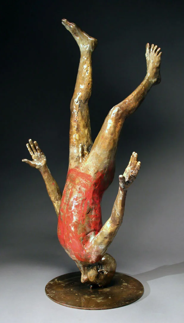 "Falling Man #24", 2015 Bronze and acrylic, unique, 24" H