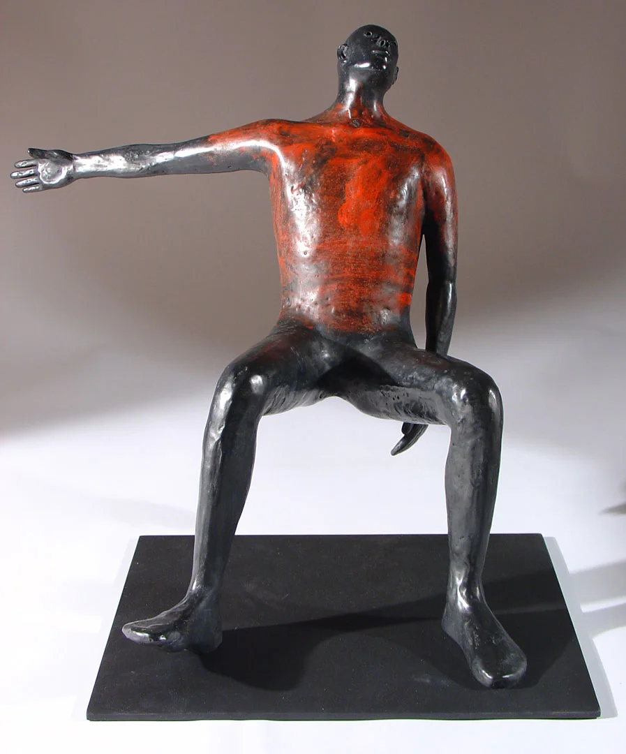 "Cause and Effect #1", 2005, bronze and acrylic, 17" H, ed. 4