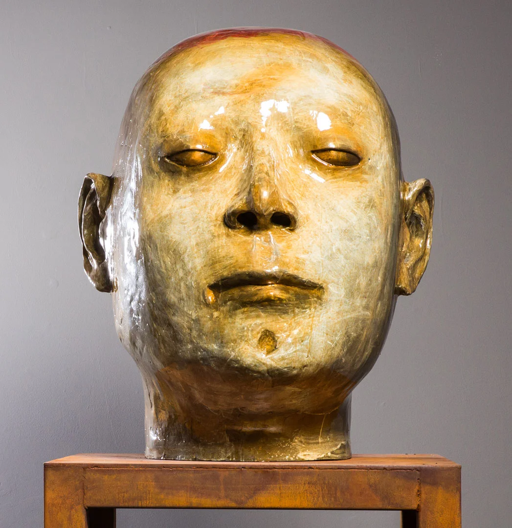 Detail "Monumental Head", 2017, bronze, acrylic and steel, 128" H, ed. 4