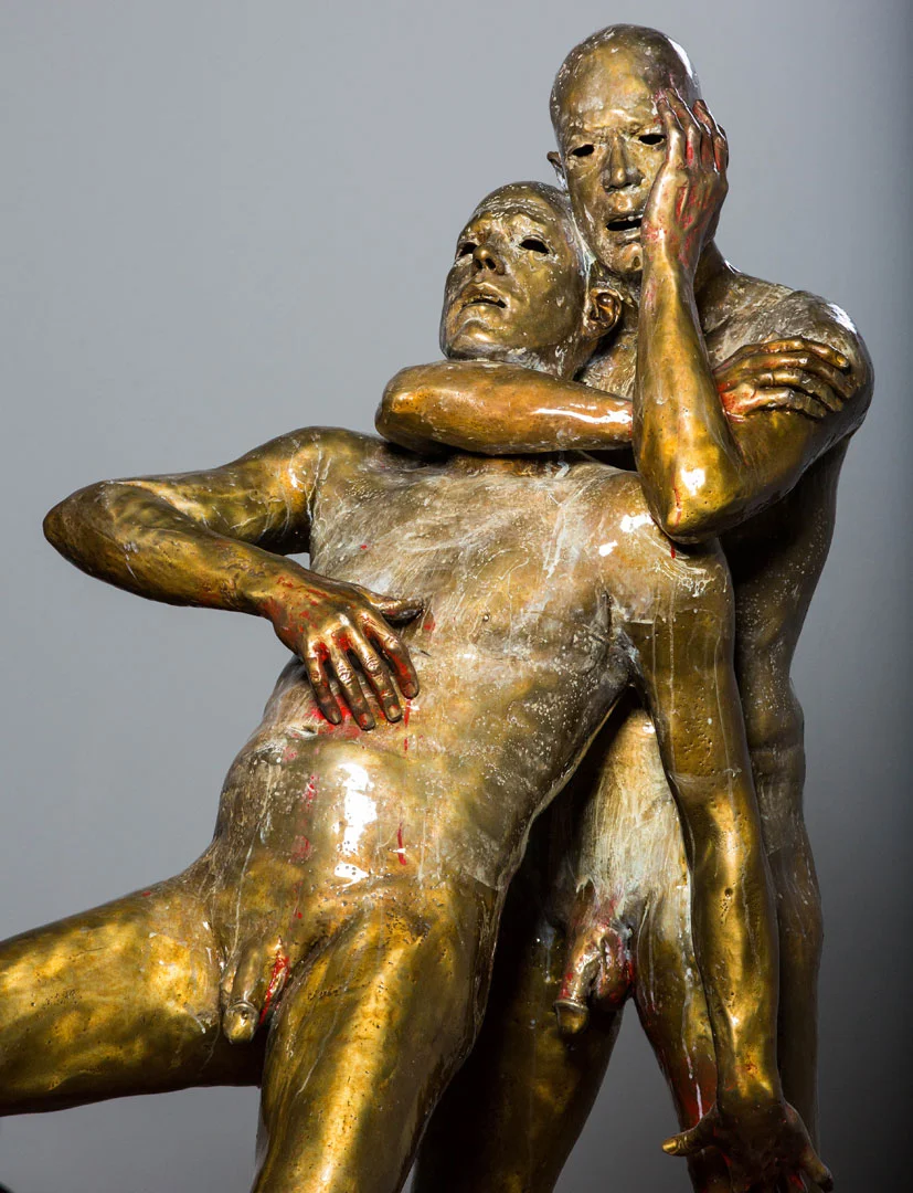 Detail "Brothers", 2017, bronze, acrylic and steel, 68" H, unique