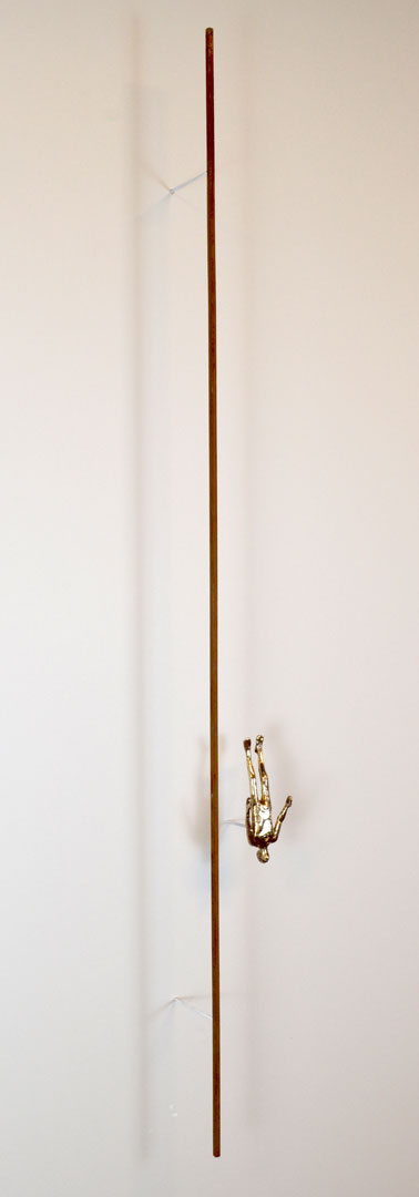 "Falling Man #23", 2015, bronze and steel