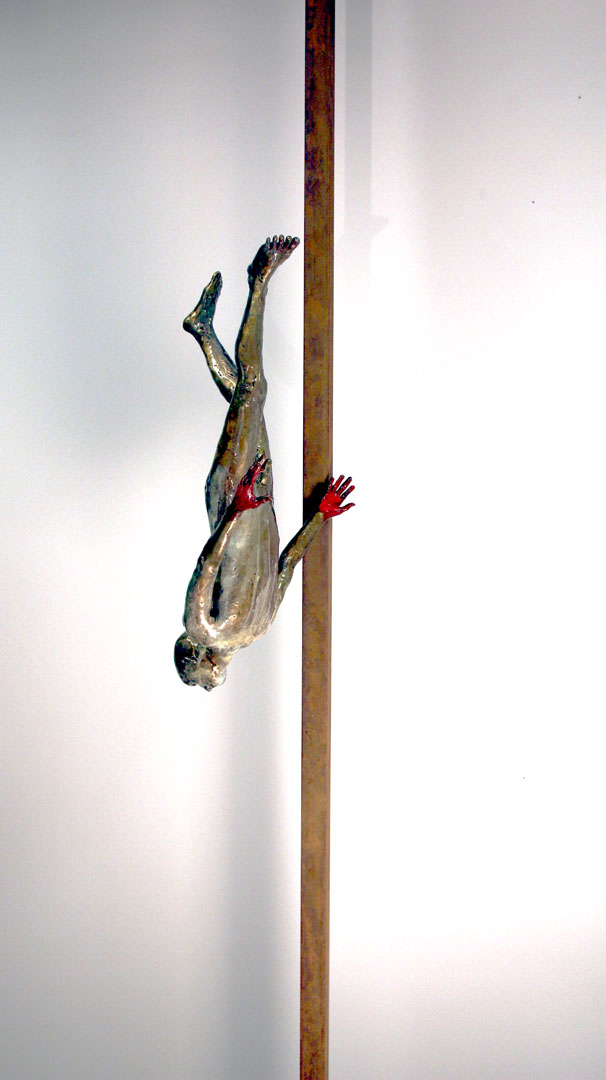 "Falling Man Final", 2015, bronze, acrylic and steel
