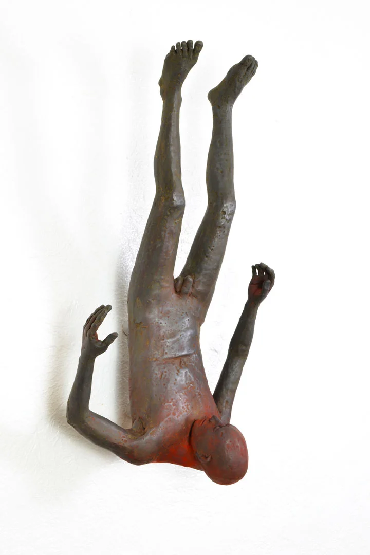 "Falling Man", 2015, bronze and acrylic, 25.5"x13.5"x8"