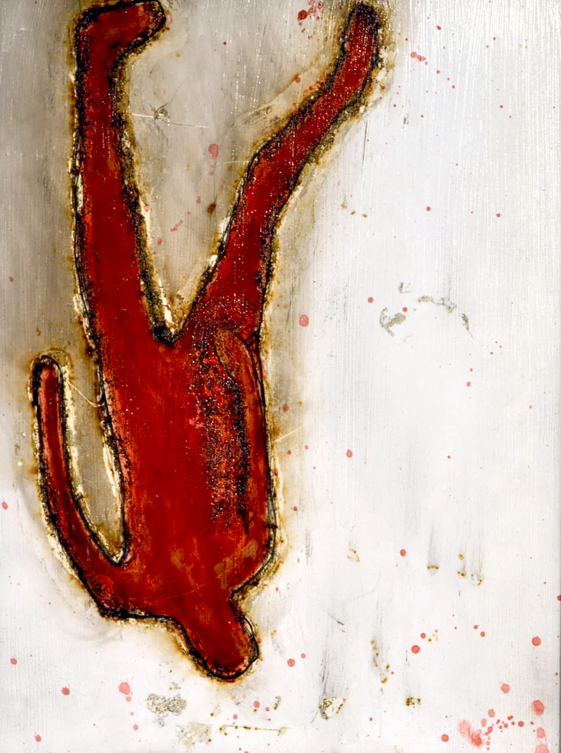 "Falling Man #8", 2014, acrylic, gunpowder, sawdust and adhesive on canvas, 30"x24"