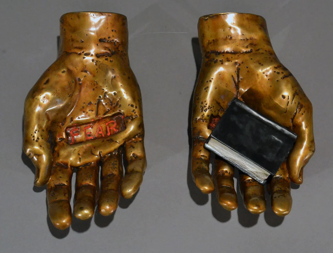 "Quandary #14", bronze and acrylic, 10" W, wall or table mounted ed. 12