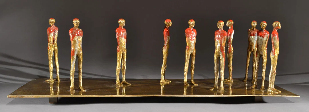 "Crowd #4", 2012, bronze and acrylic, 21.5"x8.125"x6"