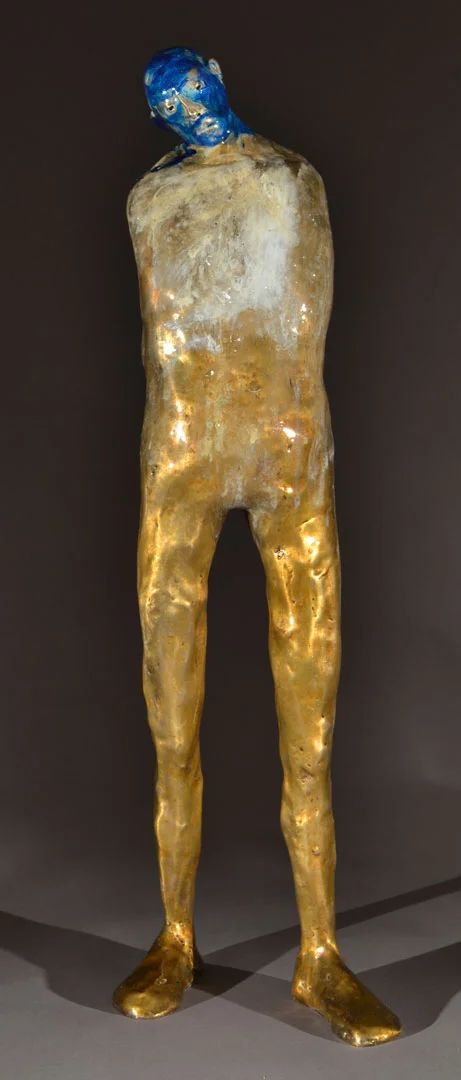 "Man with a Blue Head", 2012, bronze and acrylic, 21" H, ed. 4