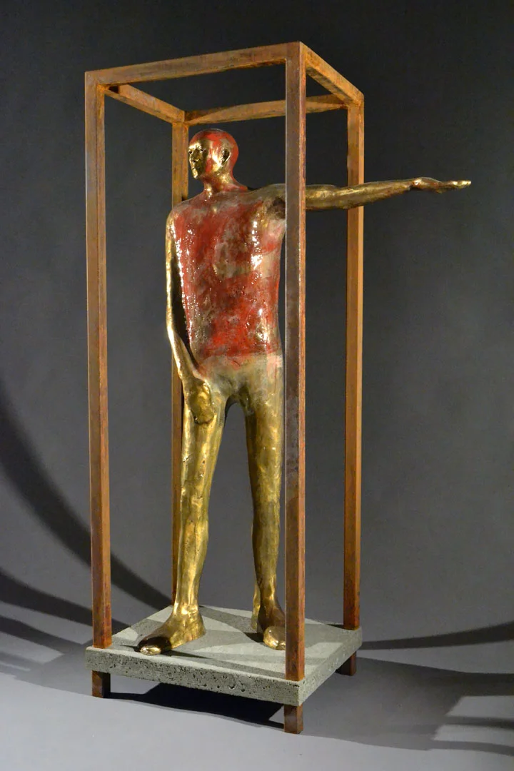 "Cage #1", 2011, bronze, acrylic, steel, and concrete, 44" H