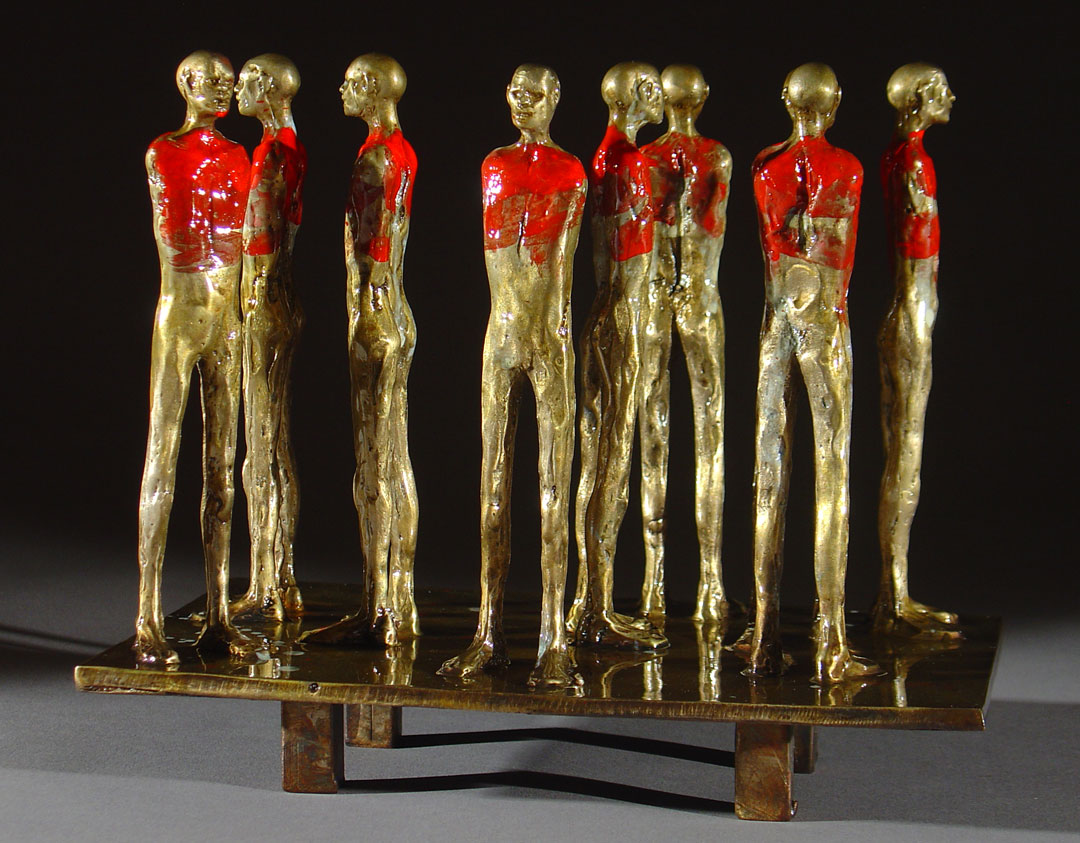"Crowd #6", 2010, bronze and acrylic, 8"x 6.5"x 5"