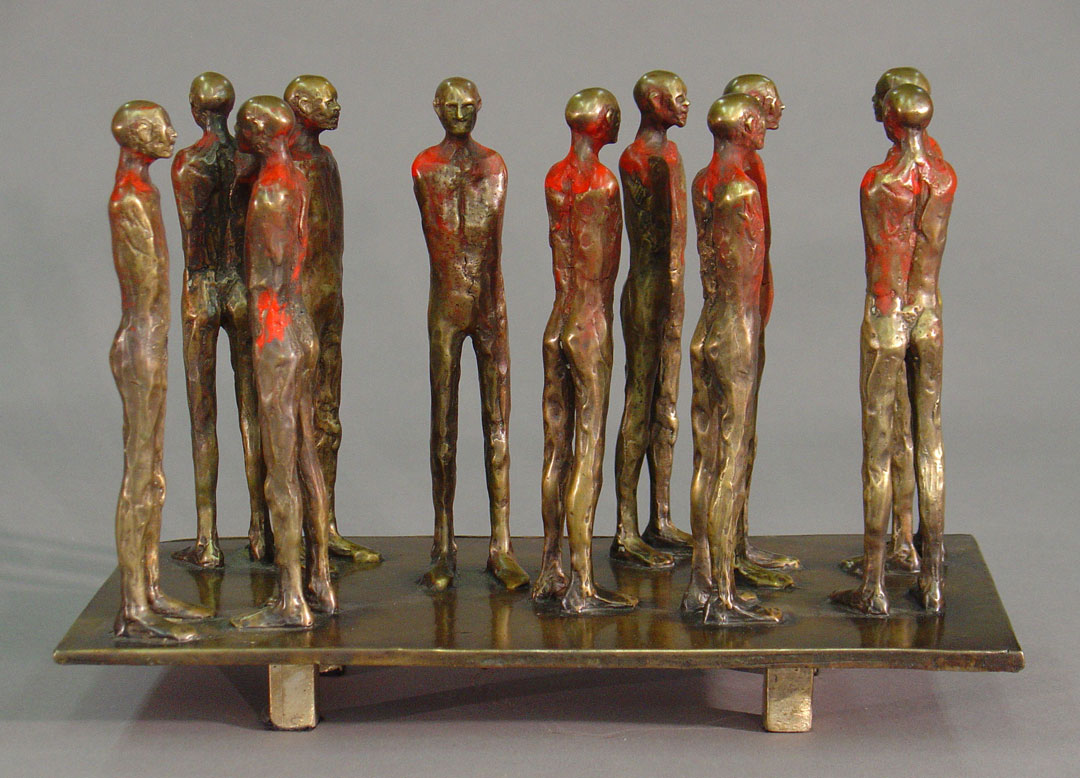 "Group #1", 2009, bronze and acrylic, 6.75"x 10"x 5"