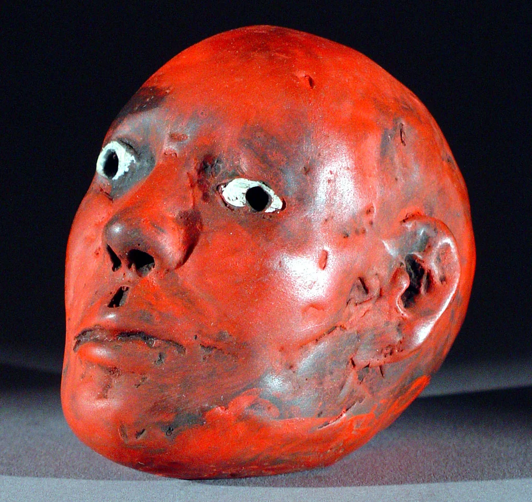 "War Head Maquette Red", 2008, bronze and acrylic, 3"x 2.5"x 2.5", ed. 12