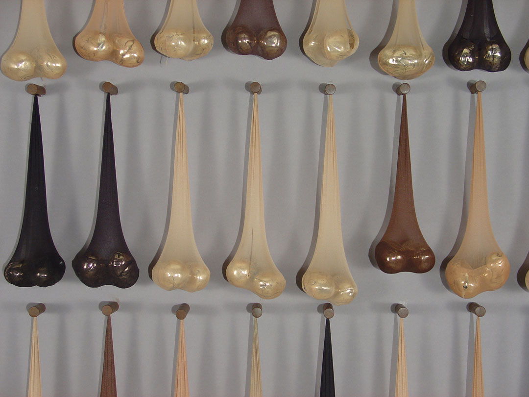 Detail "Root #2", 2006, polished bronze, steel and pantyhose, 36"x 46"x 2"