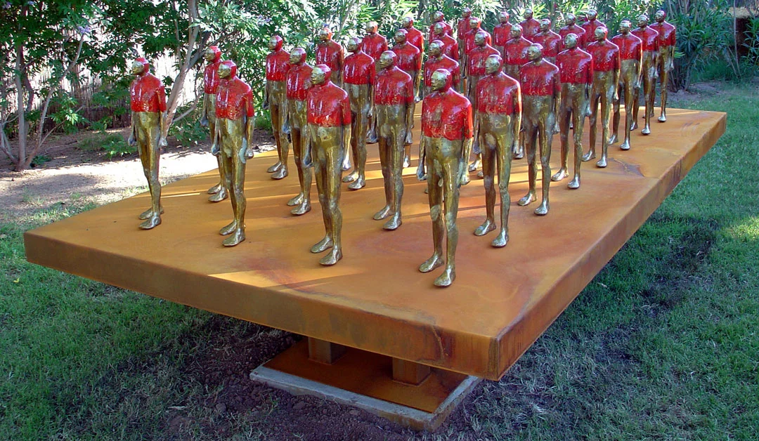 "Follow the Leader", 2006, bronze, acrylic and steel, 11' x 5'x 4', unique