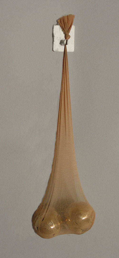 "Untitled", 2006, polished bronze and pantyhose, 8"x 2"x 1.5"