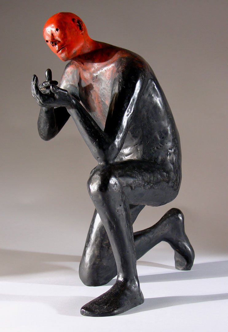 "Cause and Effect #6", 2005, bronze and acrylic, 15" H, ed. 4