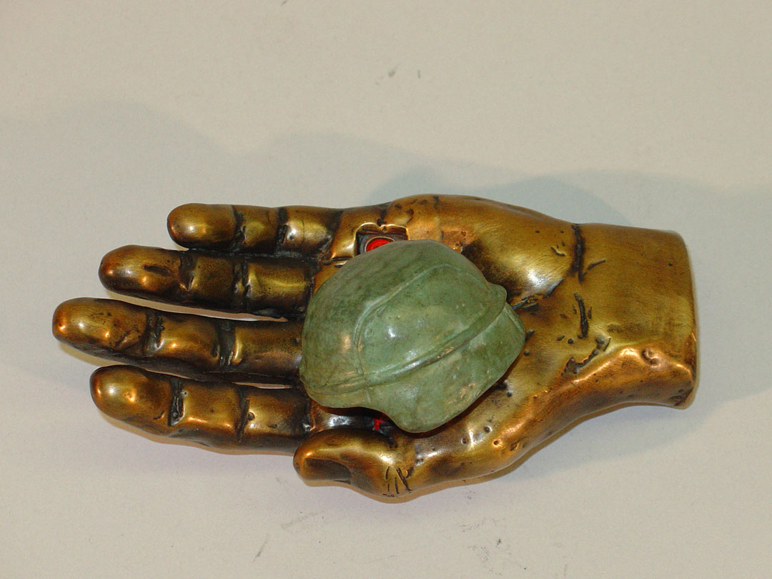 "Quandary #10", 2005, bronze and acrylic, 4" L, ed. 12