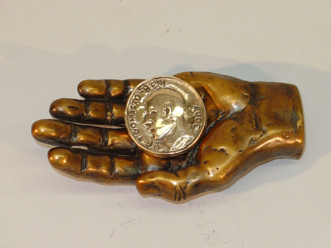 "Quandary #8", 2005, bronze and acrylic, 4" L, ed. 12