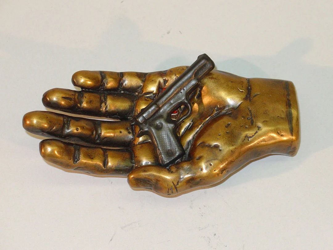 "Quandary #7", 2005, bronze and acrylic, 4" L, ed. 12