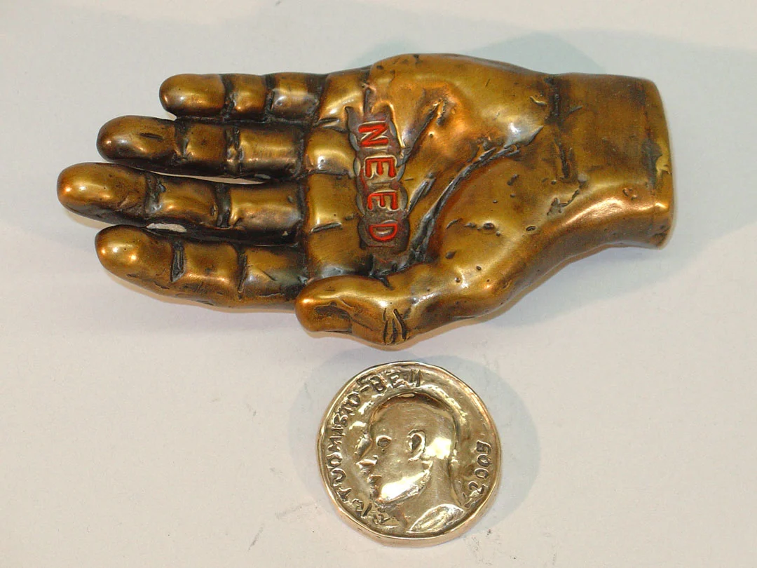 "Quandary #8", 2005, bronze and acrylic, 4" L, ed. 12