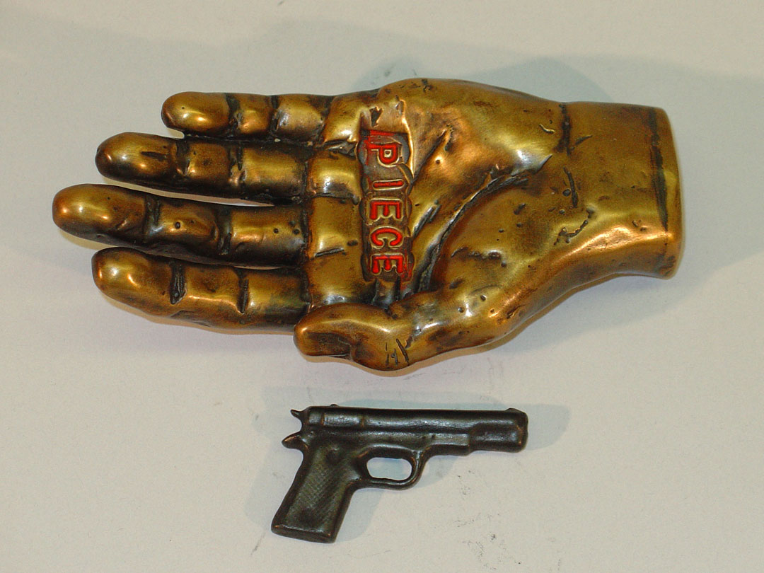 "Quandary #7", 2005, bronze and acrylic, 4" L, ed. 12
