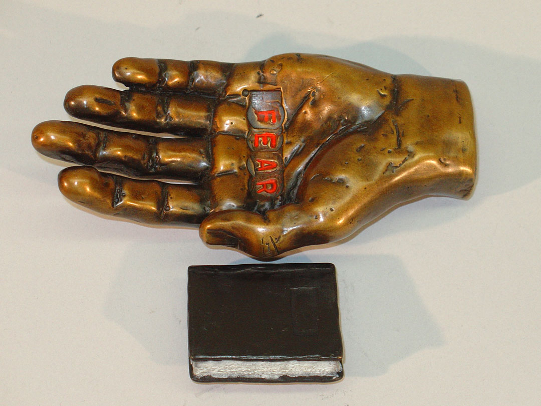 "Quandary #5", 2005, bronze and acrylic, 4" L, ed. 12