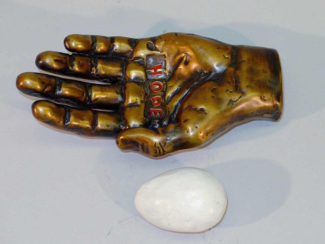 "Quandary #6", 2005, bronze and acrylic, 4" L, ed. 12