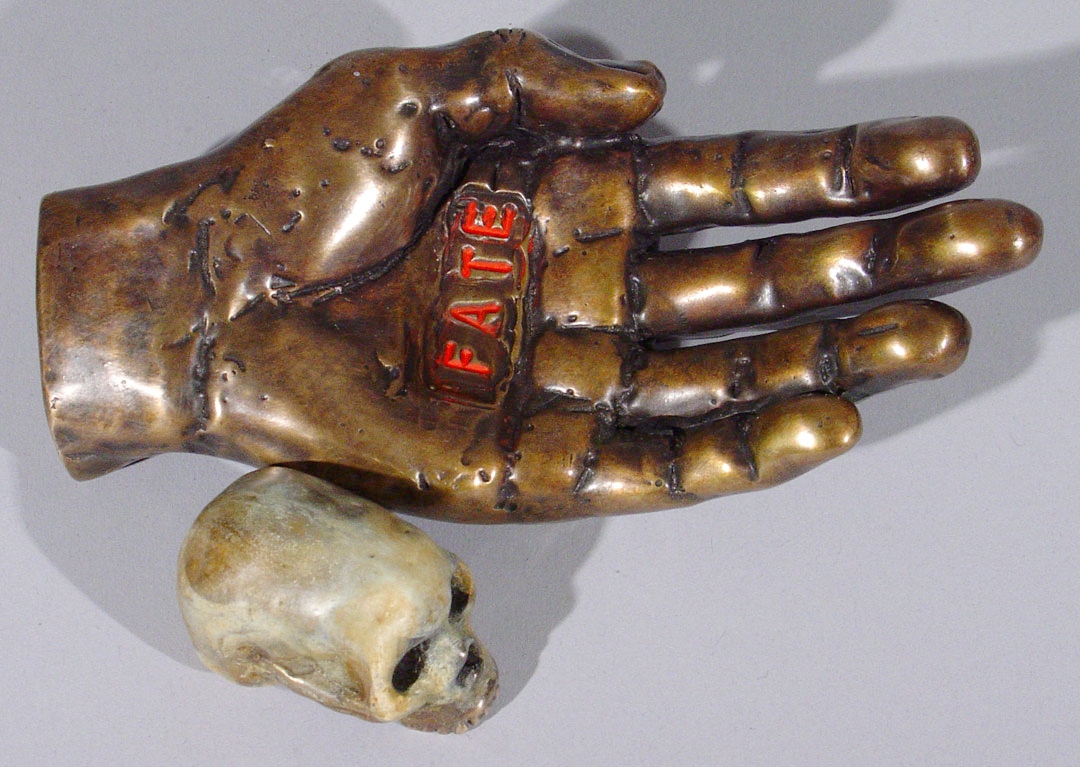 "Quandary #1", 2005, bronze and acrylic, 4" L, ed. 12