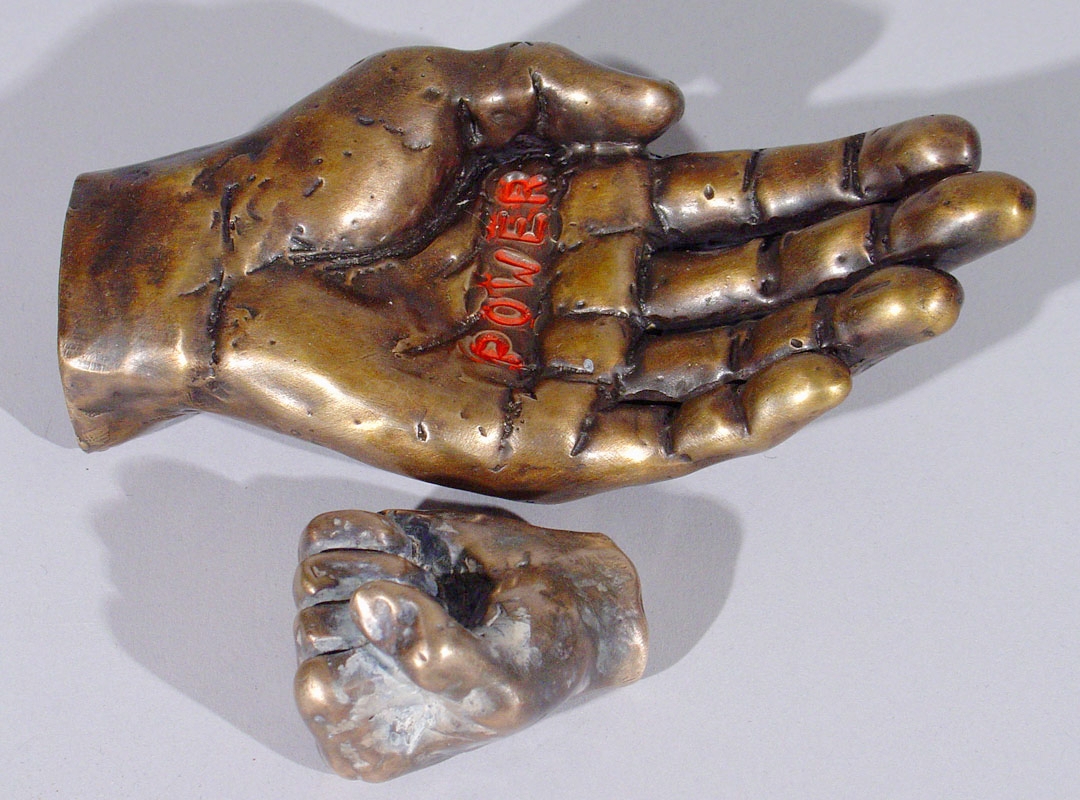 "Quandary #4", 2005, bronze and acrylic, 4" L, ed. 12