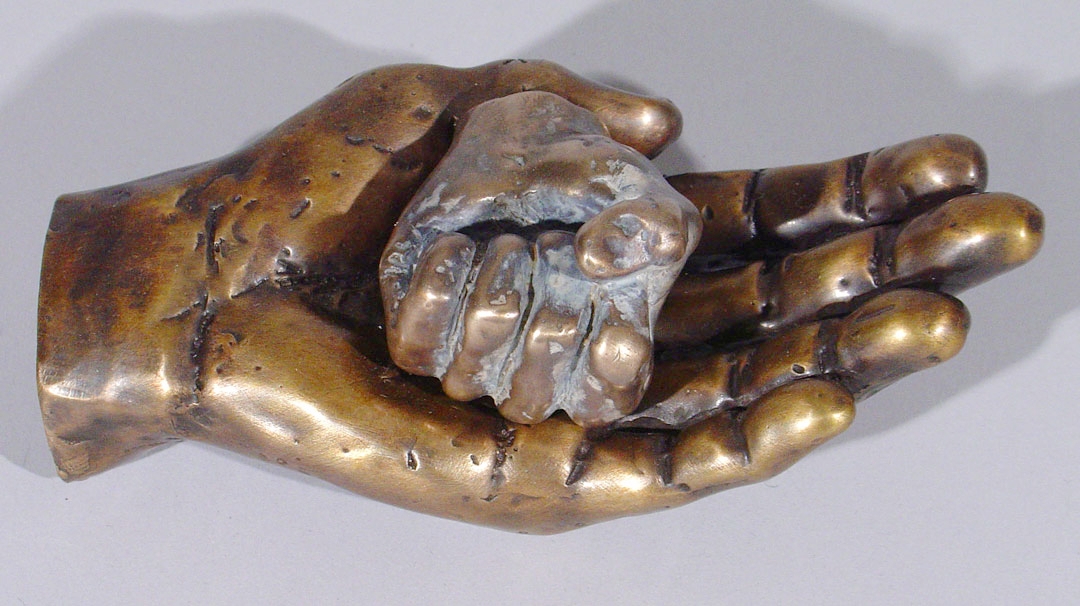 "Quandary #4", 2005, bronze and acrylic, 4" L, ed. 12