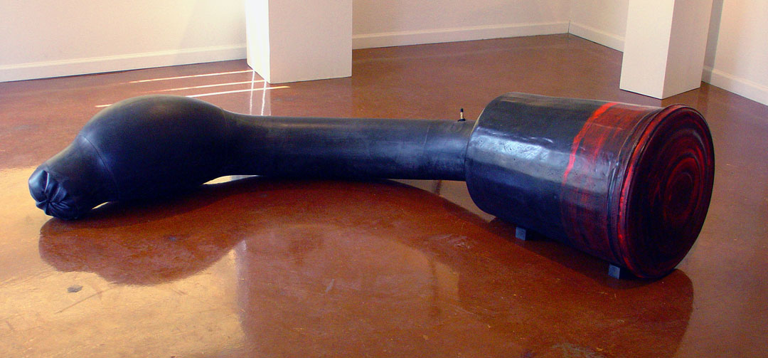 "WOMB #2", 2005, bronze, acrylic, rubber and air, 88"x 21"x 21"