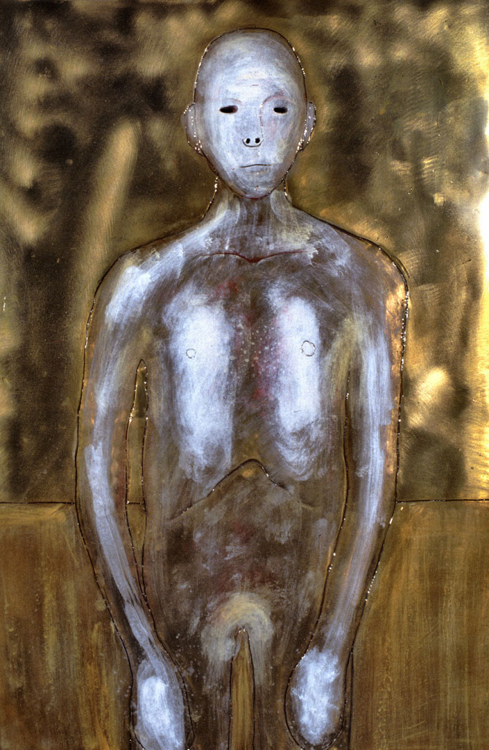 "Portrait #2", 2003, bronze and acrylic, 18"x30"