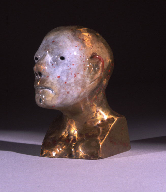 "Small Head #9", 2003, bronze and acrylic, 3.5" H