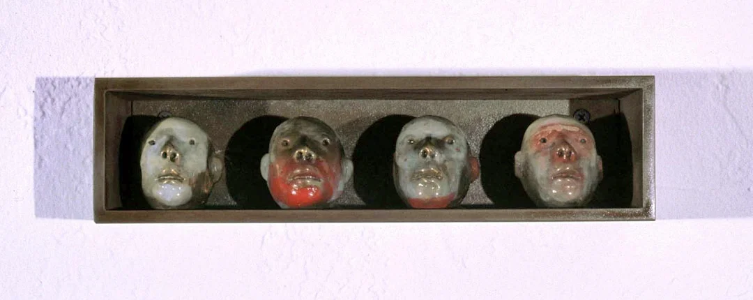 "Group #2", 2002, bronze, acrylic and steel, 10"x 2"x 2"